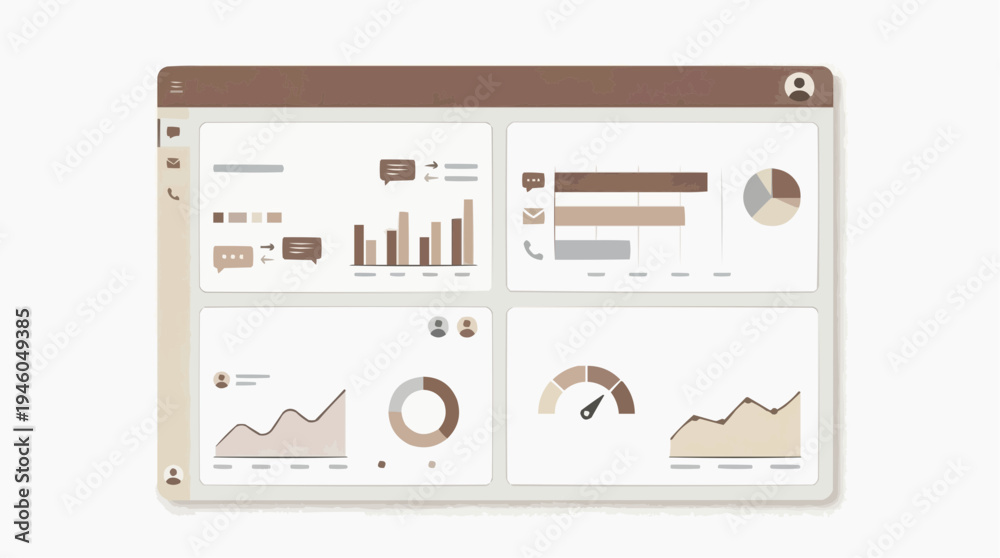 Fototapeta premium Minimal Business Analytics Dashboard UI With Data Charts, Graphs and Performance Metrics