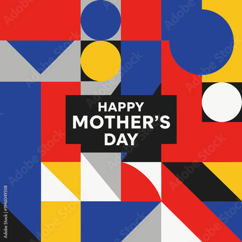 Vibrant Mother's Day geometric pattern background.