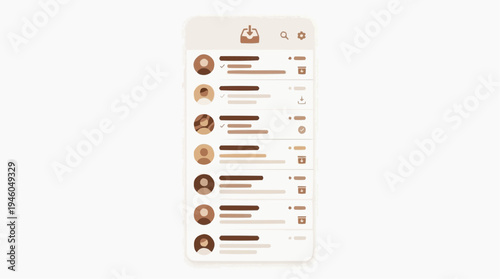 Mobile Message Inbox UI Mockup Showing Chat Contacts, Notifications, and Clean User Interface Design