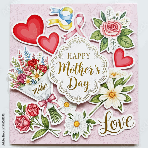 Happy Mother's Day floral greeting card.