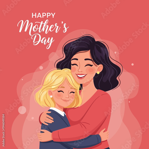 Happy Mother's Day greeting card illustration.