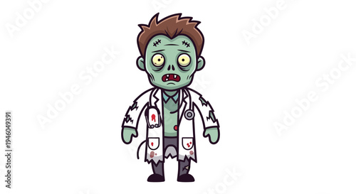 Cartoon zombie doctor character standing alone 1.