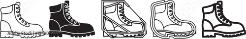 Set of five work boots vector illustration flat design