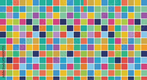 Modern geometric square grid pattern with colorful shapes for graphic design and backgrounds.