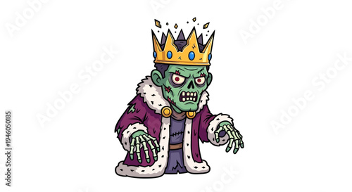 Cartoon zombie king monster character.