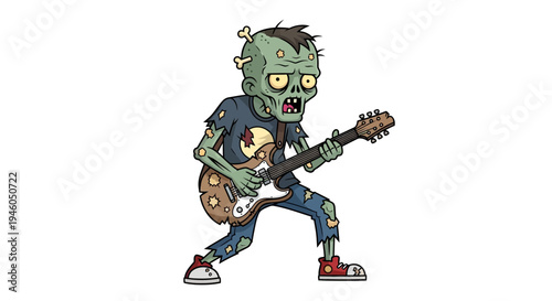 Cartoon zombie playing electric guitar 4.