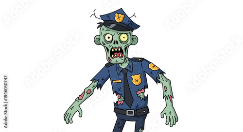 Cartoon zombie police officer character 1.