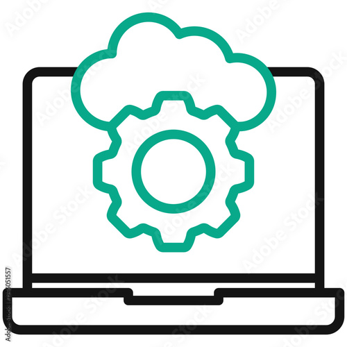 Cloud Hosting Outline Dual Tone Icon. Mini Illustration For Modern Concept, Ui, Ux Web And App Development. Related To Seo And Online Marketing.