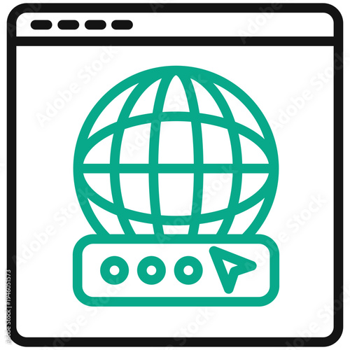 Domain Outline Dual Tone Icon. Mini Illustration For Modern Concept, Ui, Ux Web And App Development. Related To Seo And Online Marketing.