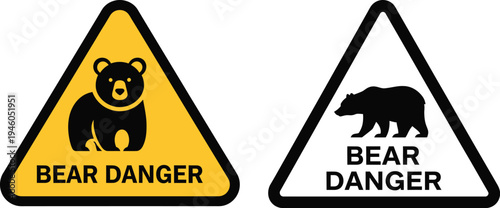 Bear Danger Warning Sign for National Park and Wilderness Area Safety