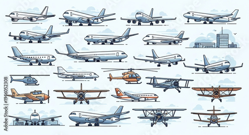 Collection of Various Aircraft Designs and Styles.