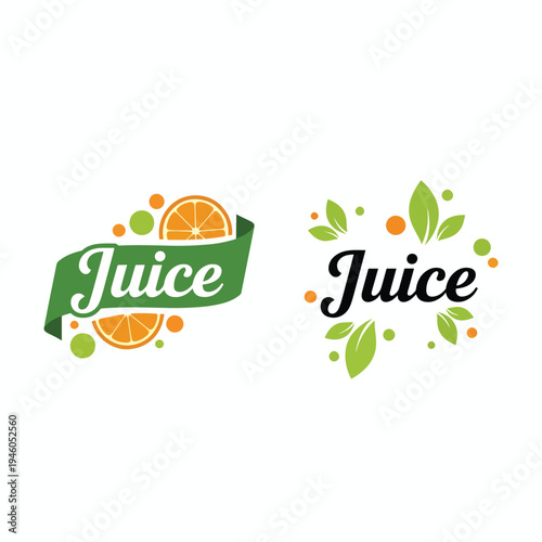 Designing fresh juice emblems: Vector illustration set for natural beverage branding