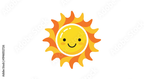 Cute Smiling Sun Cartoon Summer Icon
