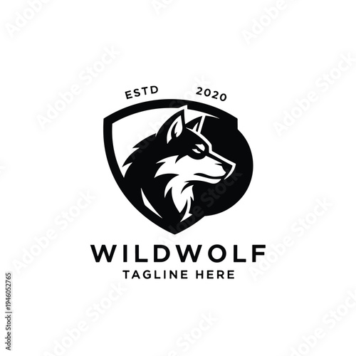 Powerful Wild Wolf Head in Shield Emblem Vector Illustration for Brand Identity