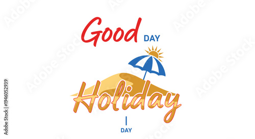 Vector holiday greeting icon with umbrella and sun