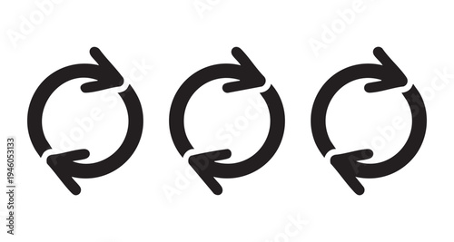 Circular arrows refresh cycle symbol icon set isolated on white background
