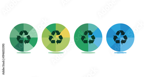 Colorful circular recycle icon with arrows for environmental conservation and sustainability