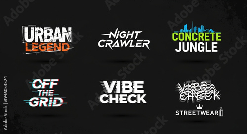 Urban-themed Typography Designs - A Collection of Streetwear Graphics.