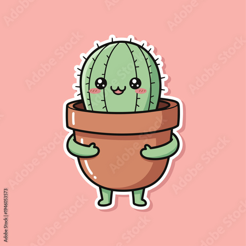 Cactus in a small terracotta pot.