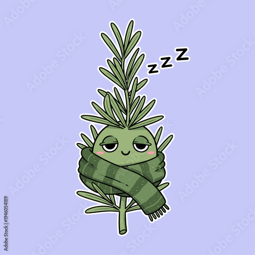 Cute cartoon plant character sleeping peacefully.