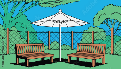 Vibrant cartoon landscape of Whimsical staircase through a vibrant autumnal forest glade Vector