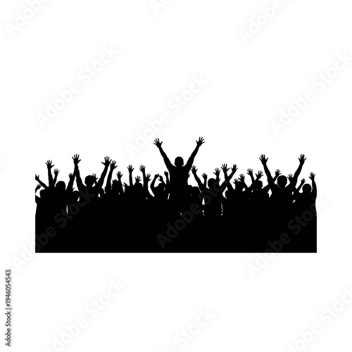 Silhouette of People Raising Hands in Joy.