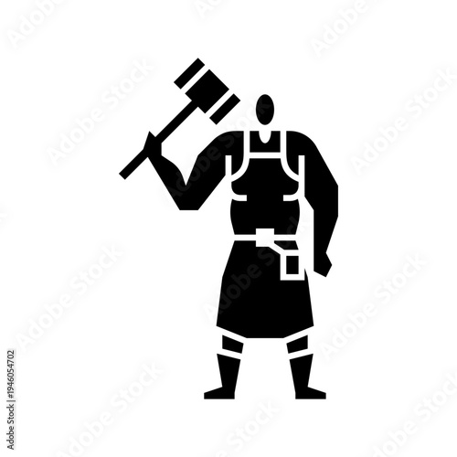 Blacksmith character glyph icon. Blacksmith illustration.