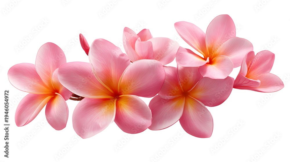Obraz premium Beautiful Pink Plumeria Flowers Isolated on White Background.