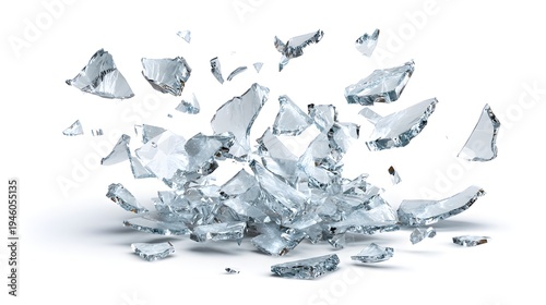 Explosion of Shattered Glass Fragments in Mid-Air.