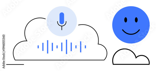 Voice recognition. Cloud computing meets voice recognition for seamless interaction. Voice recognition enabling innovations in AI assistants, speech-to-text, and communication apps. Technology, AI