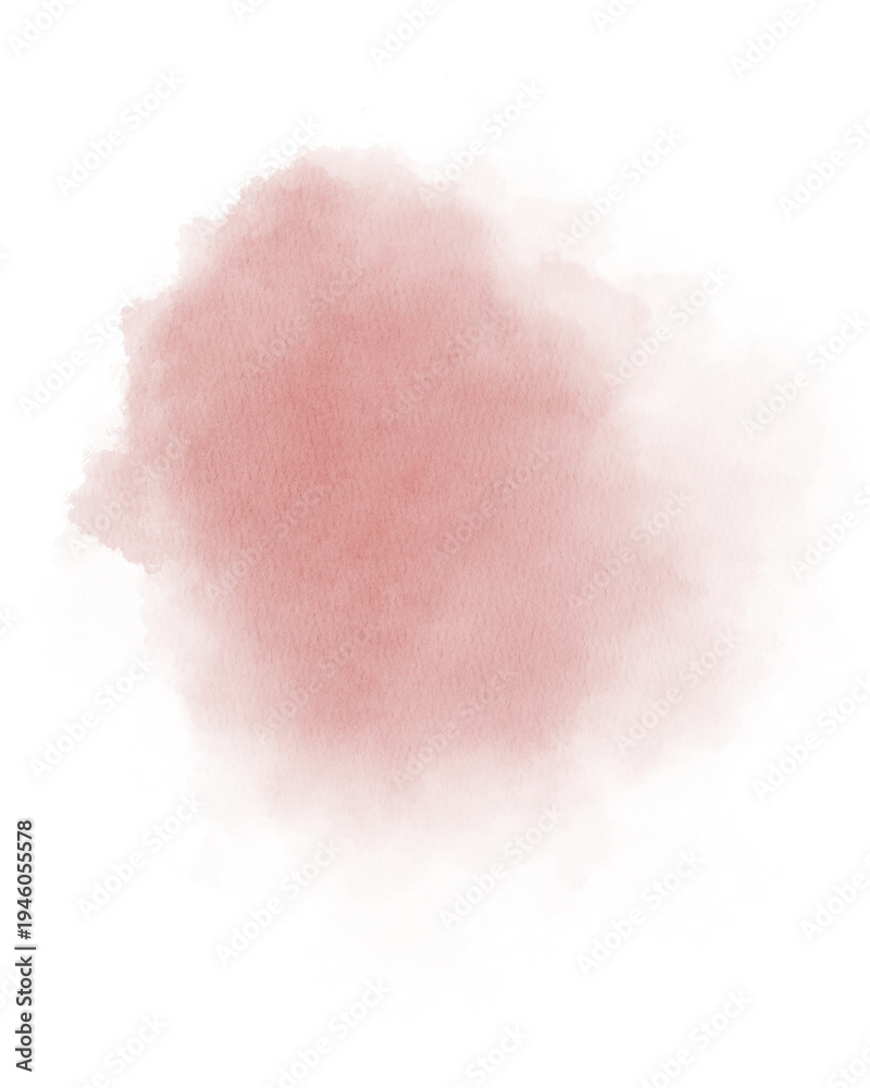 Fototapeta premium Hand painted soft pink watercolor stain with organic edges and subtle paper texture isolated on a white background. Perfect for branding, logo backgrounds, labels, packaging design, invitations