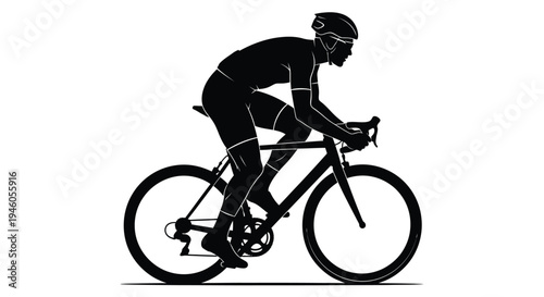 Silhouette of a cyclist riding a road bike depicted in a dynamic pose
