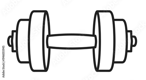 Simple line drawing of a barbell weight commonly used for strength training