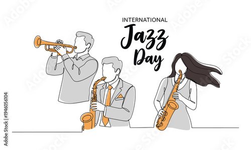 International jazz day illustration with musicians playing instruments