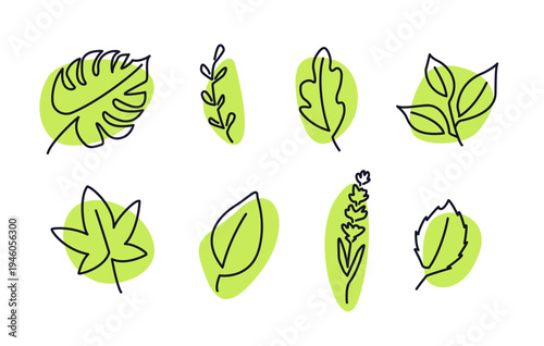 Handdrawn Leafs. Hand Made Nature Concept.