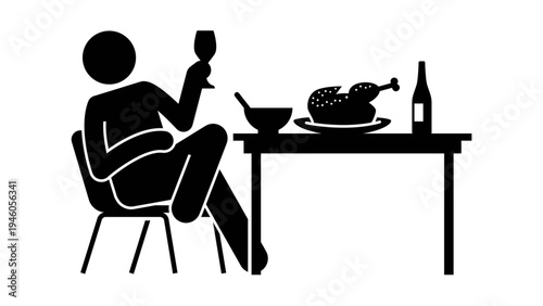 Person Enjoying Roast Turkey Dinner Icon