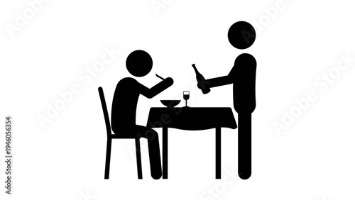 Waiter Serving Food to Customer Icon