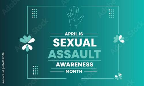 Sexual assault awareness month teal background image