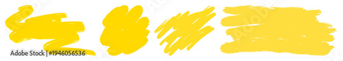 PNG Vibrant yellow paint strokes element set on transparent background