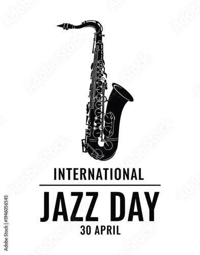 International jazz day logo with saxophone illustration