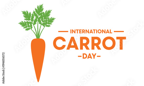 International carrot day logo with orange carrot and green leaves