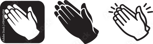 Applause clapping hands flat line icon set.