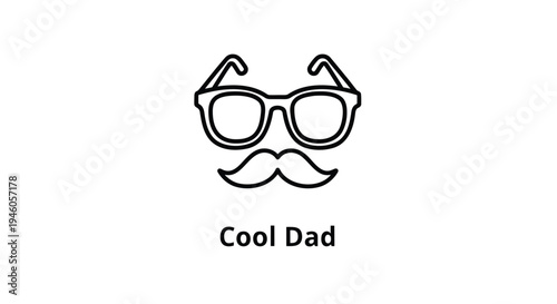 Vector illustration of Cool Dad face icon with glasses and mustache