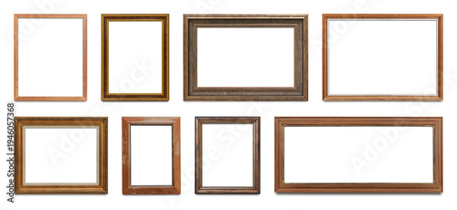PNG Vintage wooden picture frames collection on transparent background