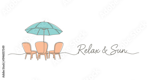Vector illustration of outdoor furniture with umbrella