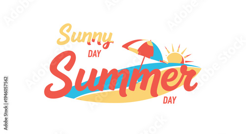 Summer sunny day beach vector illustration