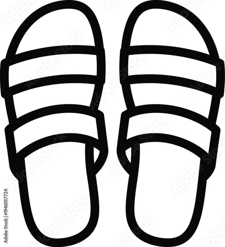 Sandals Line Icon Minimal Summer Footwear Symbol