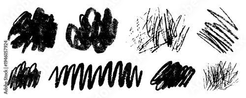 Tableau sur toile PNG Abstract black ink scribbles collection on transparent background