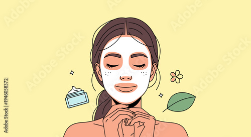 Woman applying facial mask skin care beauty treatment wellness