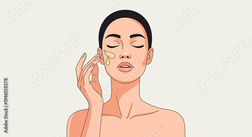 Woman applying facial product vector illustration